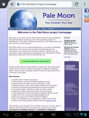 Pale Moon web browser android App screenshot 0