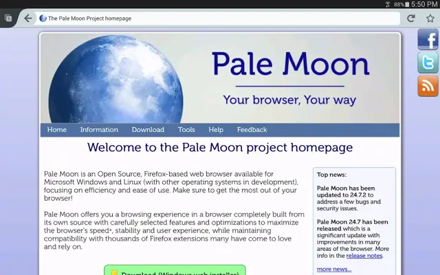 Pale Moon web browser android App screenshot 2